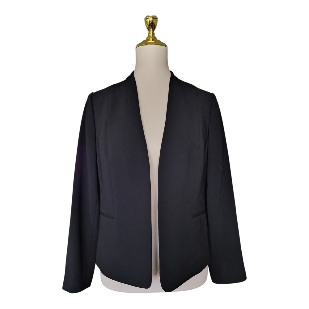 Talbots Petite Open Front Blazer‎ Jacket Black Career Workwear Size 8P NWT